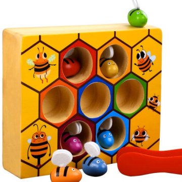 Joc din lemn pentru învățarea culorilor - Albine
