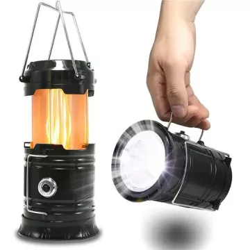 Lanternă de camping cu încărcător și efect de flacără